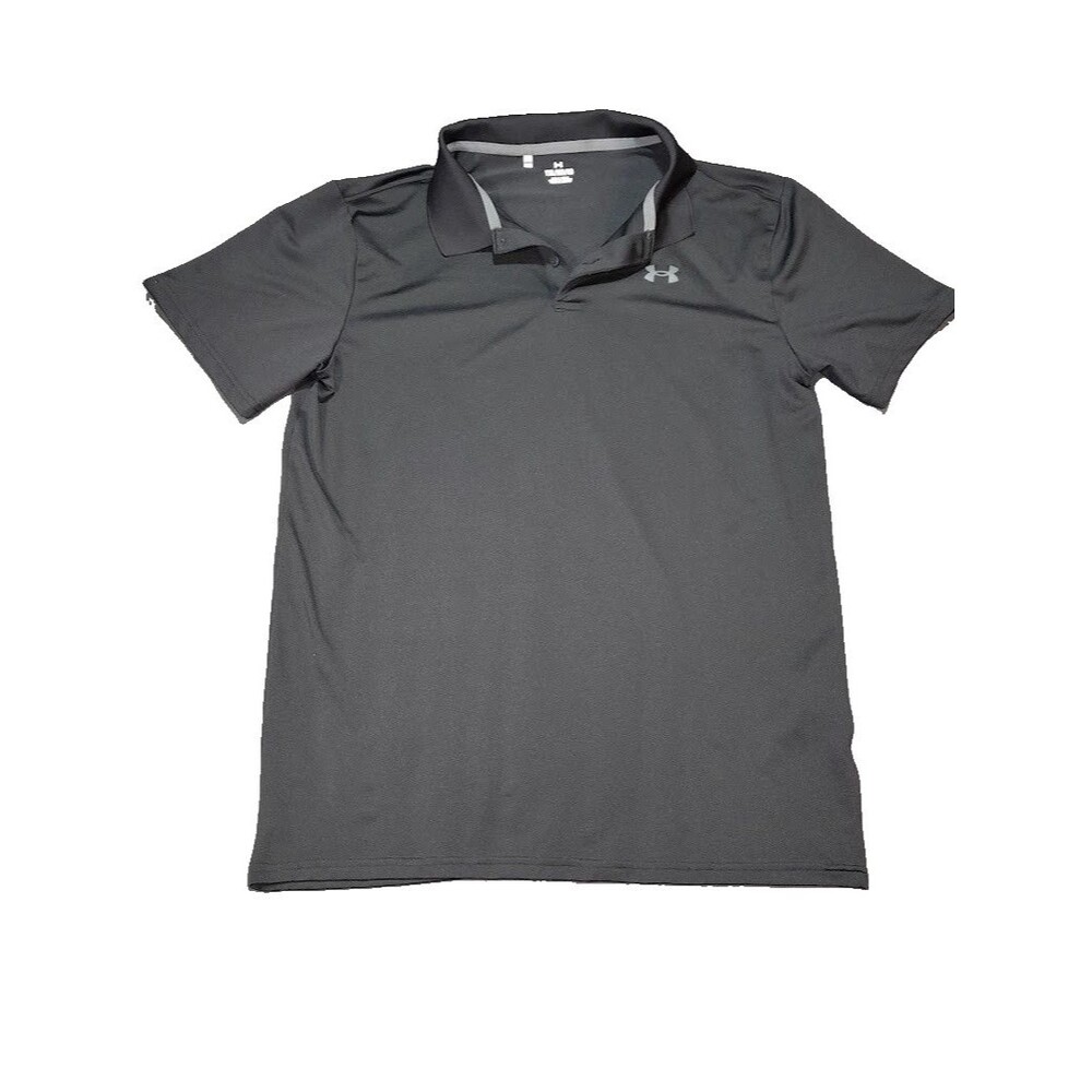 Under Armour Boys YXL Polo Shirt Black Performance Golf Athletic Youth XL Logo